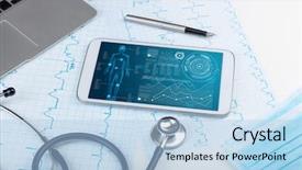  Presentation with medical devices - Slides enhanced with test logiciel - medical full body screening software background and a light blue colored foreground