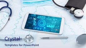  Presentation with medical technology - Theme enhanced with test logiciel - report and cell composition concept background and a light blue colored foreground