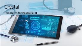  Presentation with medical technology - Slide deck with test logiciel - report and cell composition concept background and a light blue colored foreground