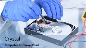  Presentation with failure - Beautiful PPT theme featuring test logiciel - service man fixing disk failure backdrop and a light blue colored foreground