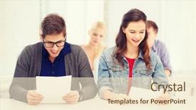  Presentation with education middle school arabic kids - Beautiful PPT theme featuring test or exam with grade backdrop and a cream colored foreground