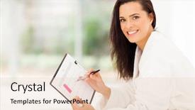  Presentation with pregnant woman cleaning - Audience pleasing slide deck consisting of test plan - elegant young woman planning her backdrop and a lemonade colored foreground