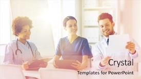  Presentation with medical profession - Theme having pc computers meeting at medical background and a lemonade colored foreground