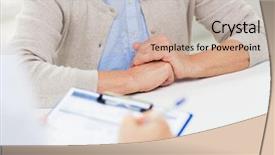  Presentation with medical clipboard - Theme having doctor hands with clipboard background and a soft green colored foreground