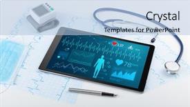  Presentation with medical gout - Beautiful presentation design featuring test review - live medical screening with medical backdrop and a light blue colored foreground