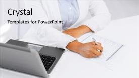  Presentation with education technology - Colorful slide set enhanced with test taking - business education and technology concept backdrop and a sky blue colored foreground