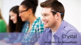  Presentation with education on computer black hands - Cool new PPT layouts with test taking - education concept - student backdrop and a  colored foreground