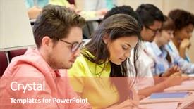  Presentation with high school students - PPT layouts with test taking - education high school university learning background and a coral colored foreground