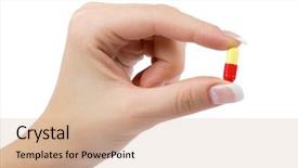  Presentation with automobile driver hand hold steering - Colorful theme enhanced with test taking - hand holds pill isolated backdrop and a coral colored foreground