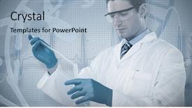  Presentation with medical dna - Presentation theme enhanced with test tube against blue spiral background and a light blue colored foreground