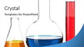  Presentation with fluid - Theme enhanced with experiment orange solution beaker - test-tube and flasks with colorful background and a white colored foreground
