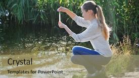  Presentation with environmental pollution - Colorful PPT theme enhanced with test tube for expertise environmental backdrop and a mint green colored foreground