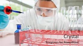  Presentation with basketball female blue - Presentation design having test tube in a laboratory background and a  colored foreground