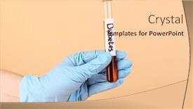  Presentation with diabetes - PPT layouts featuring test tube labeled diabetes in hand on beige background background and a lemonade colored foreground