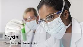  Presentation with asian doctor - Cool new presentation with test tube of green backdrop and a light gray colored foreground