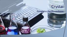  Presentation with lab test - PPT theme enhanced with test tube retotr and green background and a sky blue colored foreground