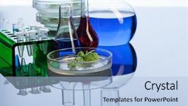  Presentation with lab test - PPT layouts with test tube retotr and green background and a light blue colored foreground