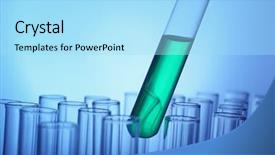  Presentation with light green - Colorful slide deck enhanced with test tube with green sample backdrop and a arctic colored foreground