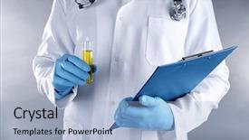  Presentation with urine - Theme with test tube with urine background and a light blue colored foreground