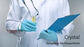  Presentation with urine - Amazing slides having test tube with urine backdrop and a light blue colored foreground