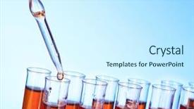  Presentation with drug test - Beautiful PPT theme featuring test tubes closeup on blue backdrop and a cool aqua colored foreground