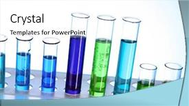 Presentation with test tubes - Presentation theme having test tubes on blue background background and a  colored foreground