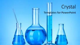  Presentation with laboratory blood test tubes - Cool new theme with test-tubes on blue background backdrop and a light blue colored foreground