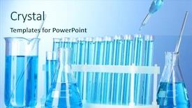  Presentation with test tubes - Audience pleasing PPT layouts consisting of test-tubes on blue background backdrop and a cool aqua colored foreground
