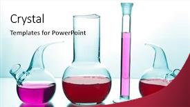  Presentation with chemicals - Audience pleasing presentation consisting of test tubes science research lab - laboratory glassware with colorful chemicals backdrop and a white colored foreground