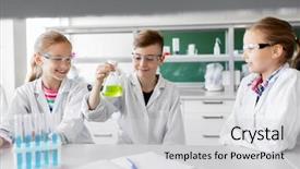  Presentation with children education - Theme consisting of test tubes studying chemistry background and a light gray colored foreground