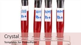  Presentation with blood test - Beautiful presentation design featuring test-tubes with blood isolated backdrop and a coral colored foreground