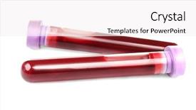  Presentation with blood test - Beautiful slides featuring test tubes with blood isolated backdrop and a  colored foreground