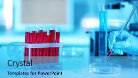  Presentation with laboratory blood test tubes - Cool new presentation with test tubes with blood backdrop and a light blue colored foreground