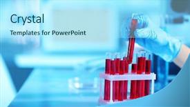  Presentation with laboratory blood test tubes - Presentation theme featuring test tubes with blood background and a arctic colored foreground