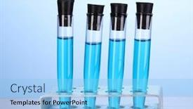  Presentation with tubes - Presentation theme with test-tubes-with-blue-liquid background and a light blue colored foreground