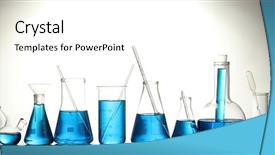  Presentation with blue and white tie dye swirl - Slide set having test-tubes with blue liquid isolated on white background and a white colored foreground