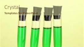  Presentation with test tubes - Beautiful slides featuring test-tubes-with-green-liquid backdrop and a cream colored foreground