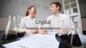  Presentation with test tubes - Slide deck enhanced with test-tubes with liquid oil background and a soft green colored foreground