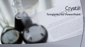  Presentation with tubes - Slide deck having test-tubes with liquid oil background and a sky blue colored foreground