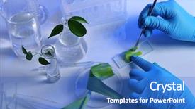 Presentation with tubes - PPT theme with test tubes with plant on light background background and a teal colored foreground