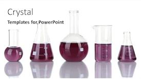  Presentation with tubes - Slides consisting of glass chemistry - test-tubes with purple liquid isolated background and a white colored foreground