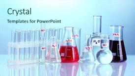  Presentation with test tubes - PPT layouts having test-tubes with various acids on blue background background and a cool aqua colored foreground