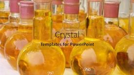  Presentation with fluid - PPT theme with test tubes with yellow fluid background and a gold colored foreground