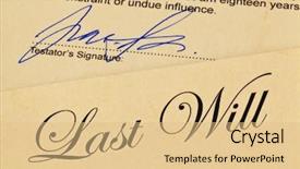  Presentation with language english - Slide set featuring testament of a deceased person background and a lemonade colored foreground