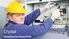  Presentation with electric engineering - Amazing slides having tester measuring high voltage backdrop and a ocean colored foreground