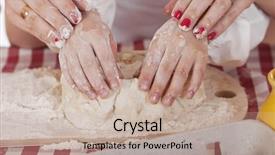  Presentation with caring hands - Slide set consisting of testicles - caring hands mother helping her background and a mint green colored foreground