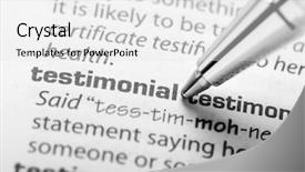 Presentation with testimonial - Cool new PPT layouts with testimony - pen pointing testimonial word backdrop and a white colored foreground
