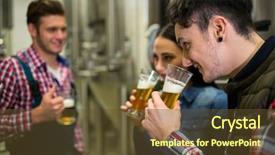  Presentation with testing - Colorful slide deck enhanced with testing beer at brewery factory backdrop and a tawny brown colored foreground