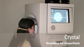  Presentation with ophthalmology - Cool new slide deck with testing machine - young girl receiving the field backdrop and a gray colored foreground