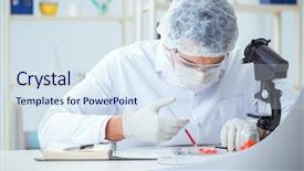  Presentation with hematology - Audience pleasing PPT theme consisting of testing new drugs for medical backdrop and a sky blue colored foreground